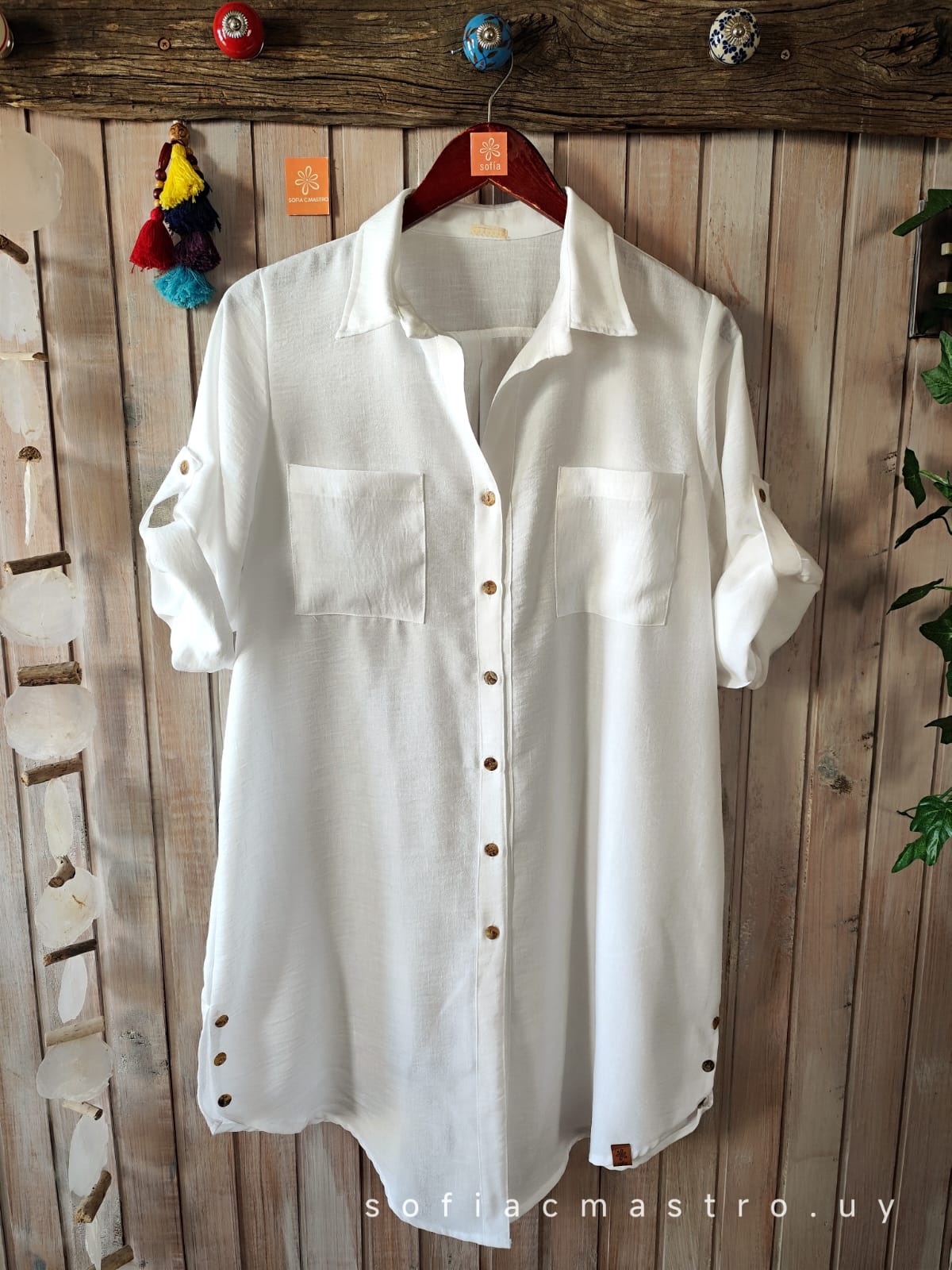 Camisero Bluson Blanco Largo Vestido Tipo Camisa Blanca Vestidos